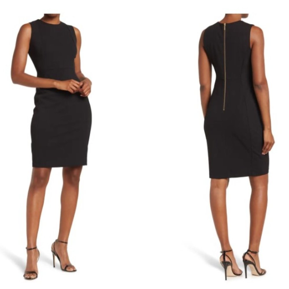 Black Calvin Klein Womens Dress Pencil Fitted Sleeveless  Size 12 Cocktail LBD